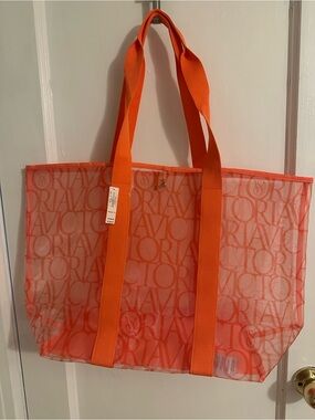 Victoria's Secret Orange Mesh Logo Tote